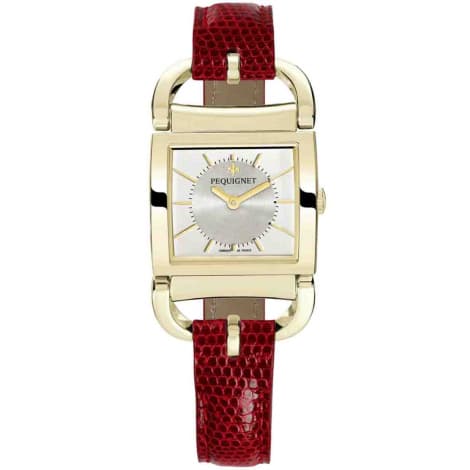 Pequignet E. Montre Pequignet Attellage Quartz - Cadran Nacre Blanc - Bracelet Rouge - 5895438-L