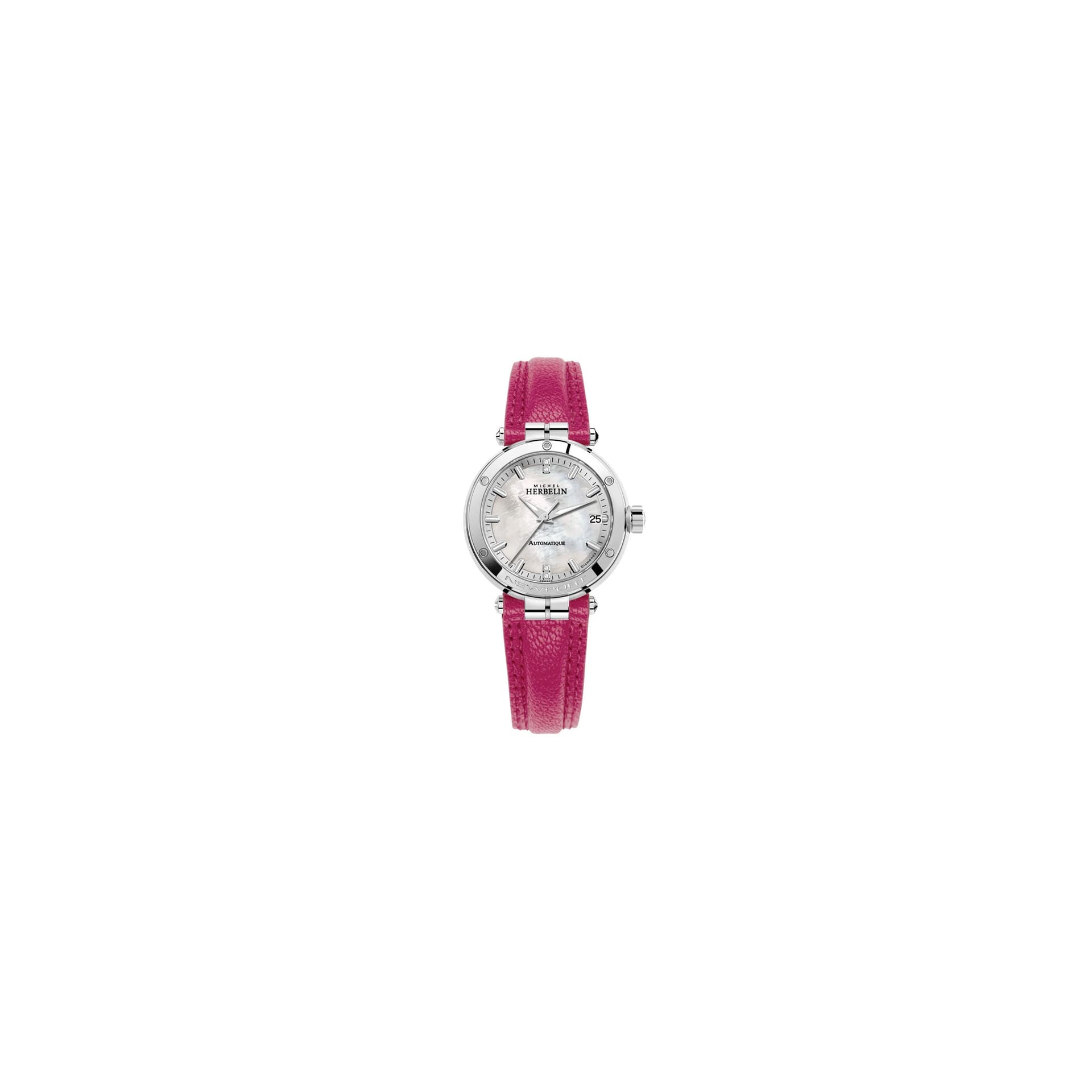 Michel Herbelin Montre Michel Herbelin Newport automatique cadran nacre bracelet cuir rose 35 mm