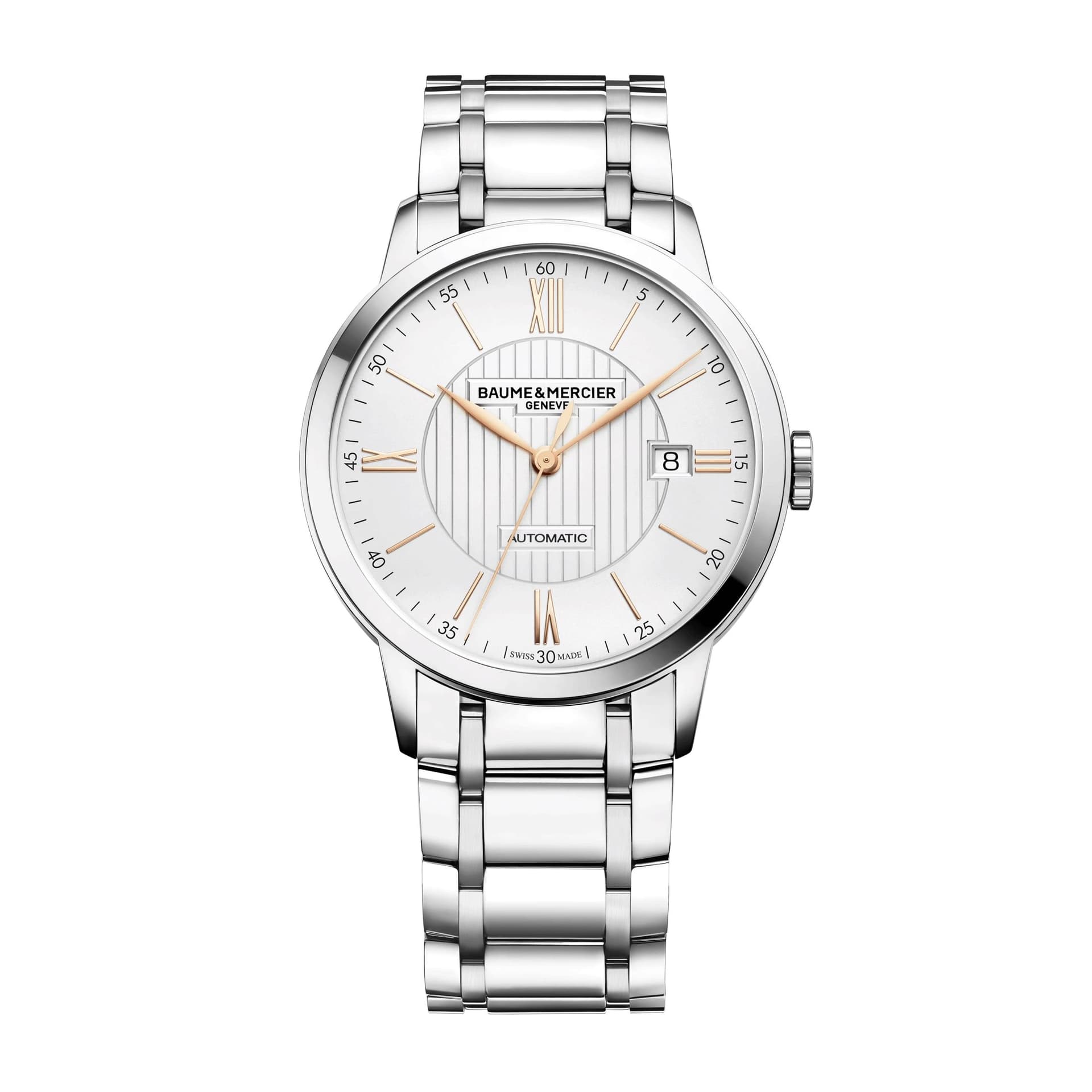 Baume & Mercier Montre Baume et Mercier Classima automatique cadran blanc bracelet acier 40 mm