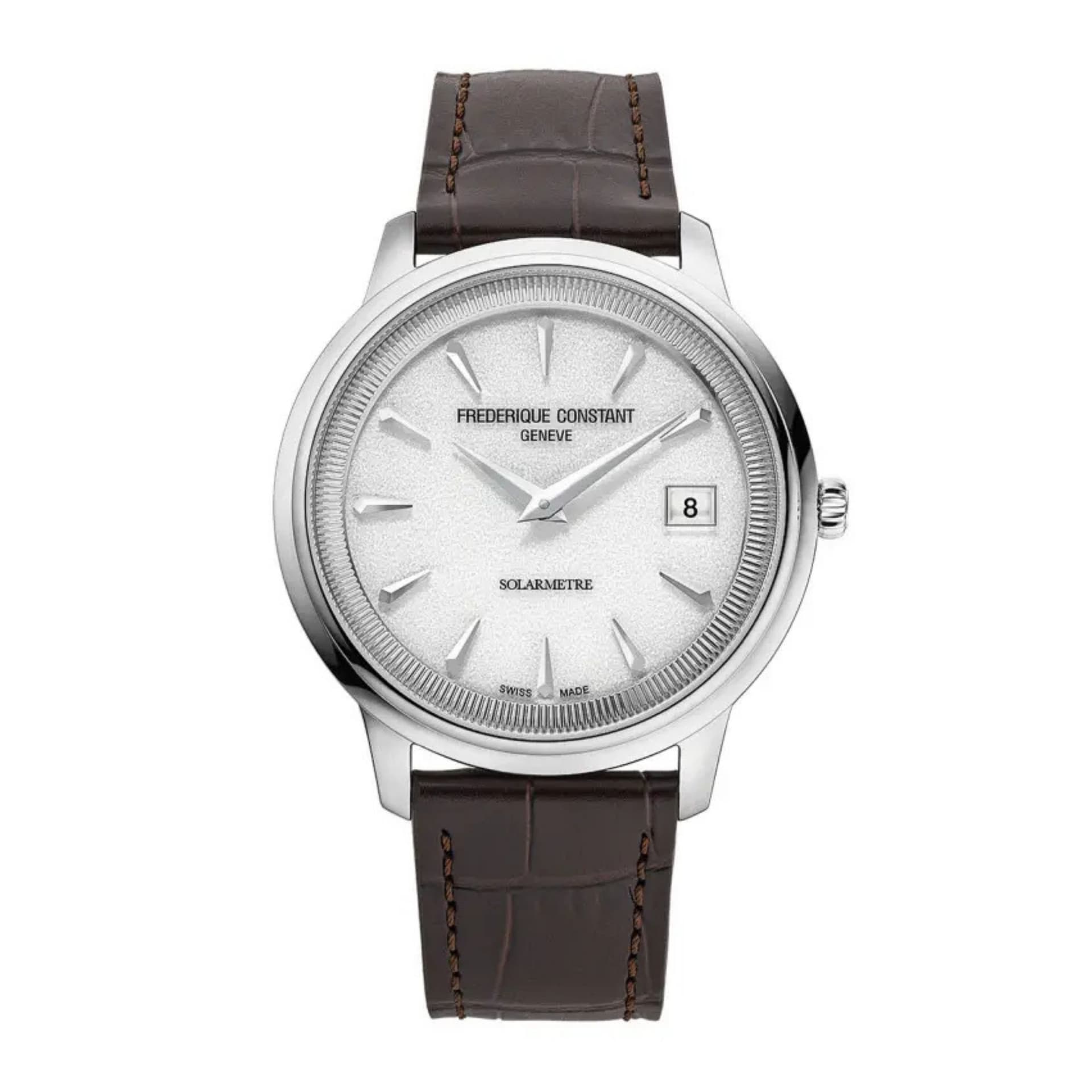 Frédérique Constant Montre Frédérique Constant Classics Moneta Solarmetre quartz cadran blanc bracelet cuir 39 mm