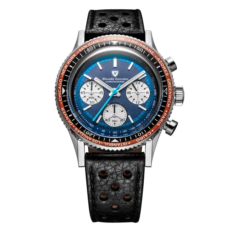 Nivada Grenchen Montre Chronoking Racing Blue Lagoon 87054Q - Lunettes interchangeables
