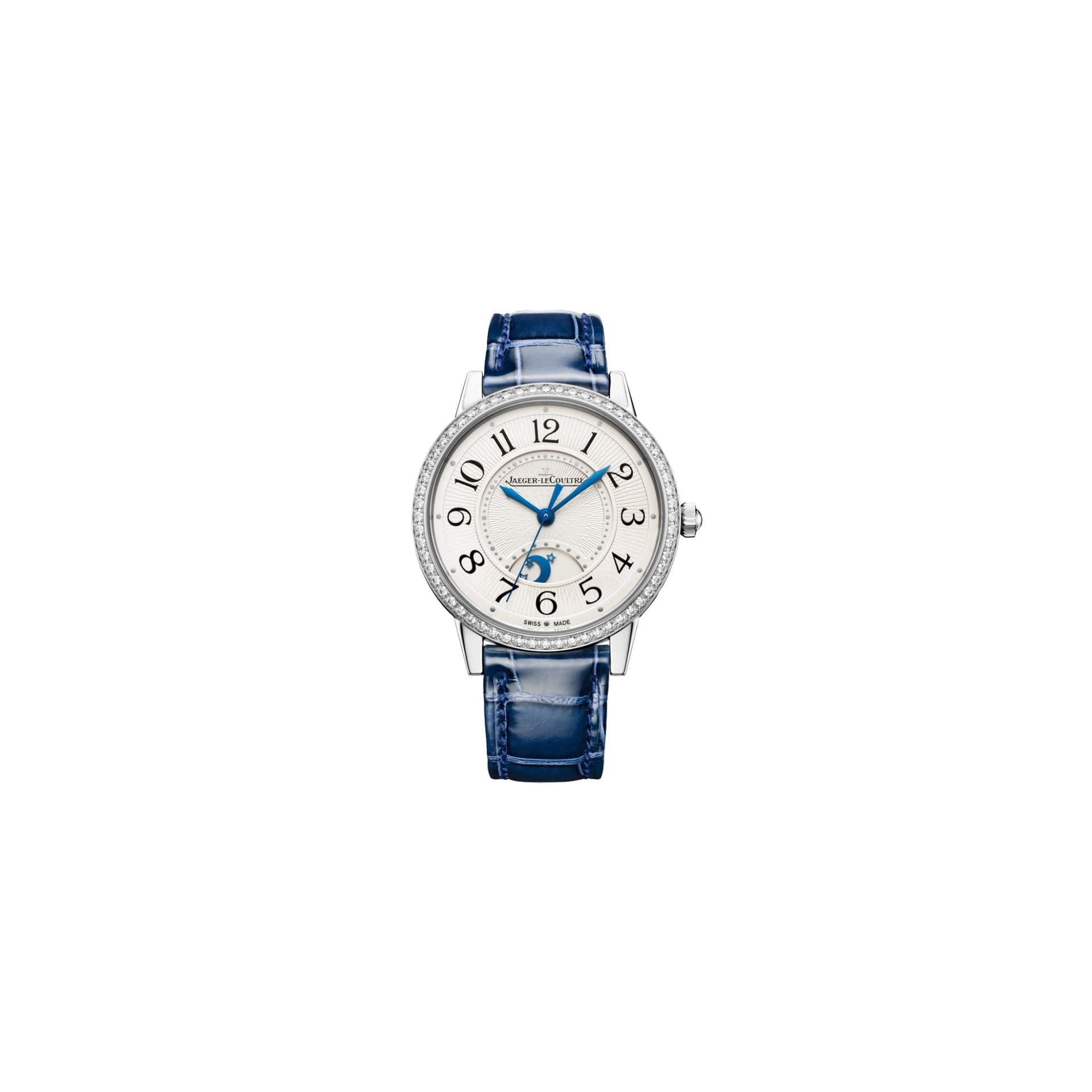 Jaeger-LeCoultre Montre Jaeger-LeCoultre Rendez-Vous Night &amp; Day automatique lunette sertie bracelet cuir bleu 34 mm