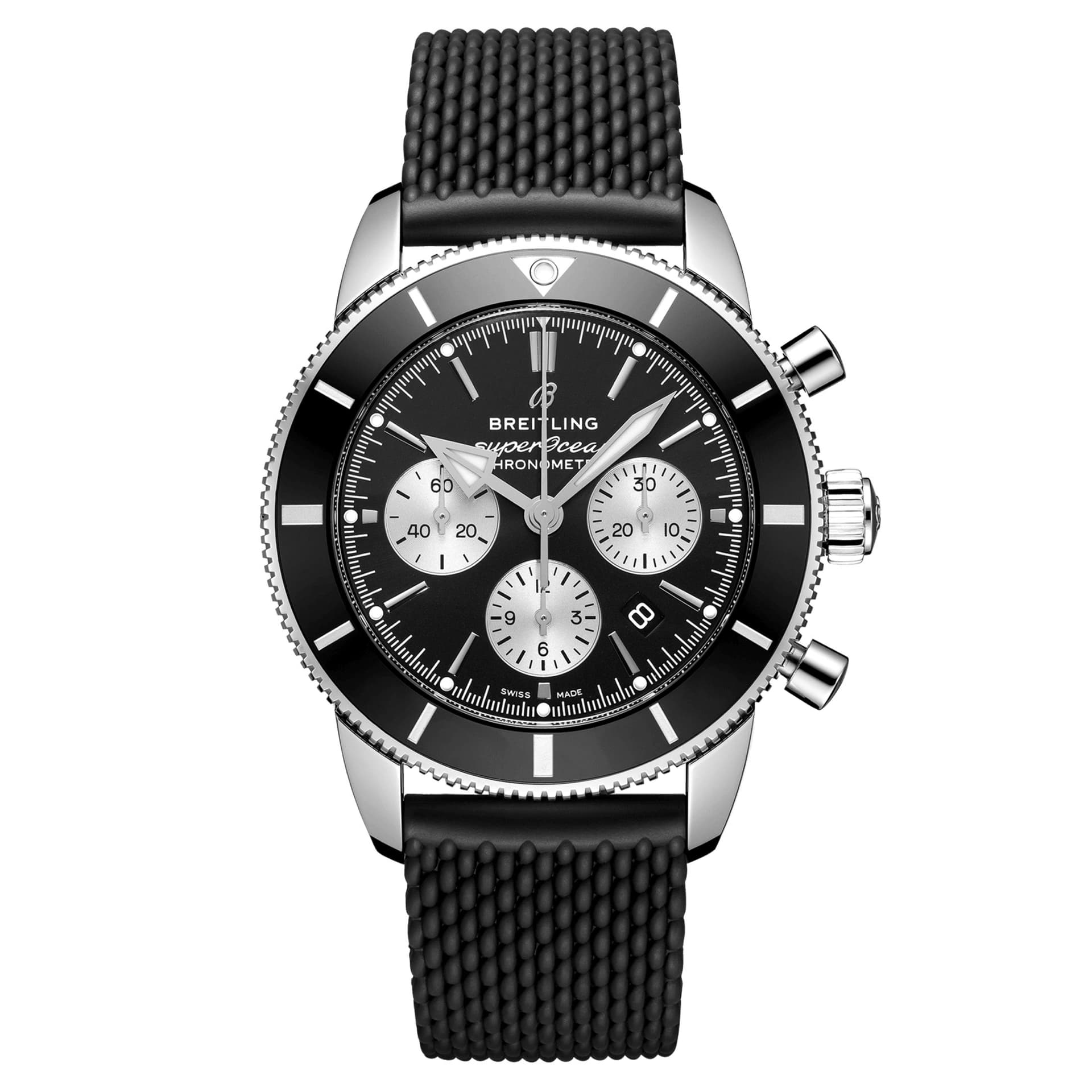 Breitling Montre Breitling Superocean Heritage II B01 chronograph automatique cadran noir bracelet caoutchouc 44 mm