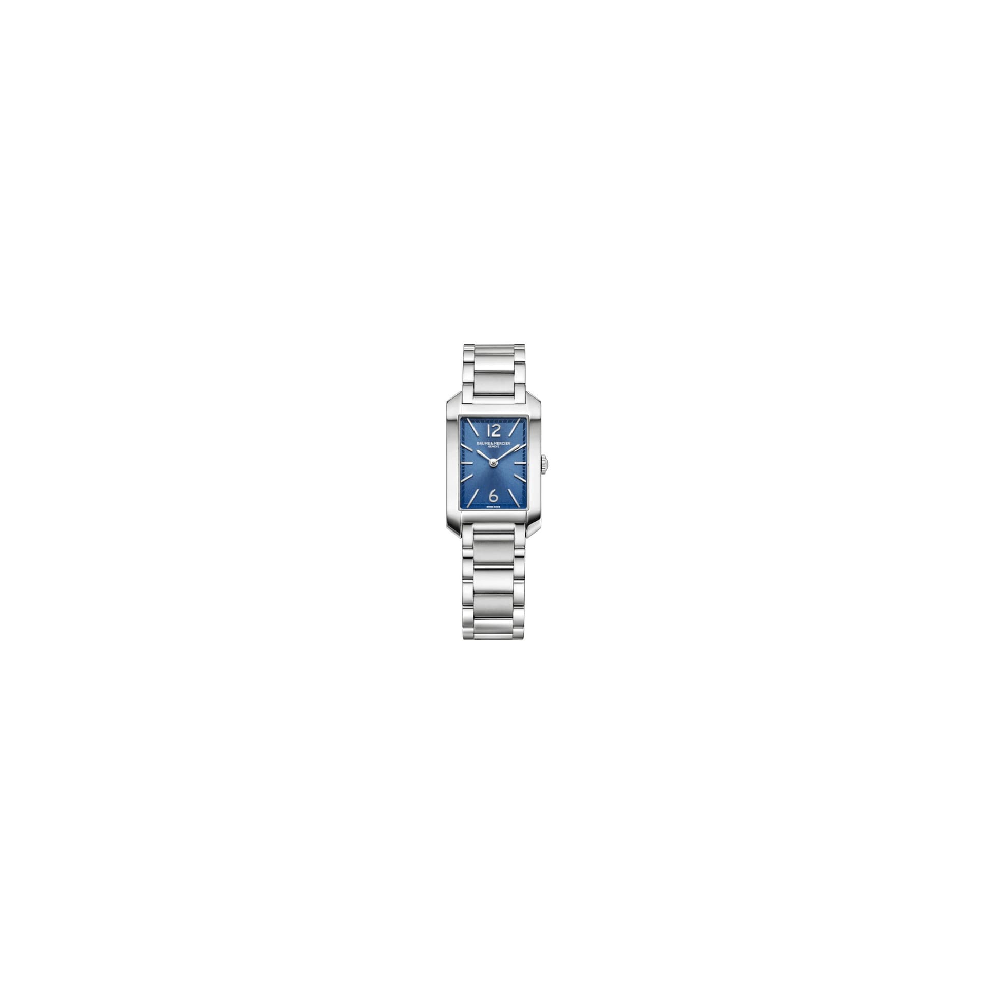 Baume & Mercier Montre Baume et Mercier Hampton quartz cadran bleu bracelet acier