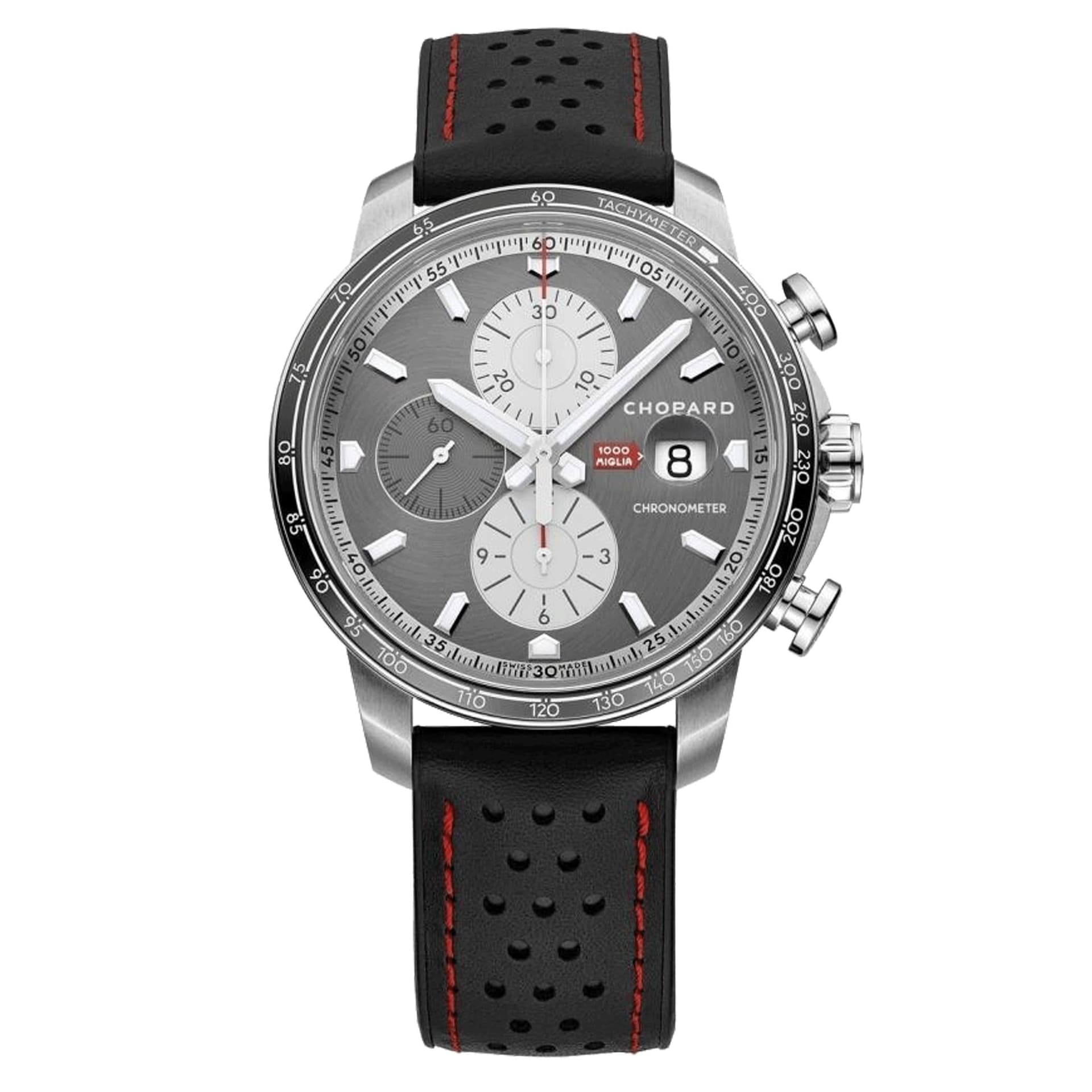 Chopard Montre Chopard Mille Miglia Chronographe Race Edition automatique cadran gris bracelet caoutchouc noir 44 mm