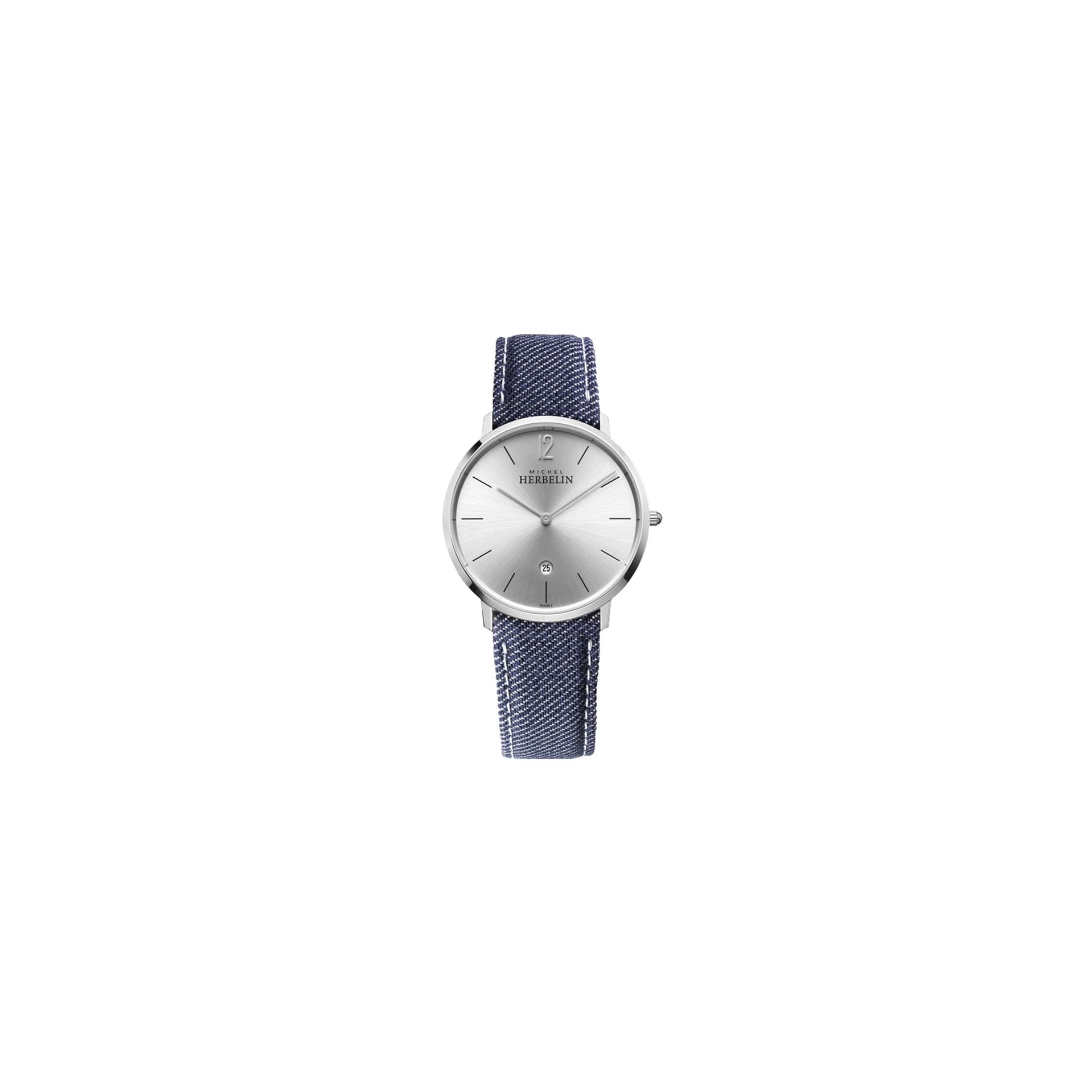 Michel Herbelin Montre Michel Herbelin City quartz cadran argent bracelet jean 38,7 mm