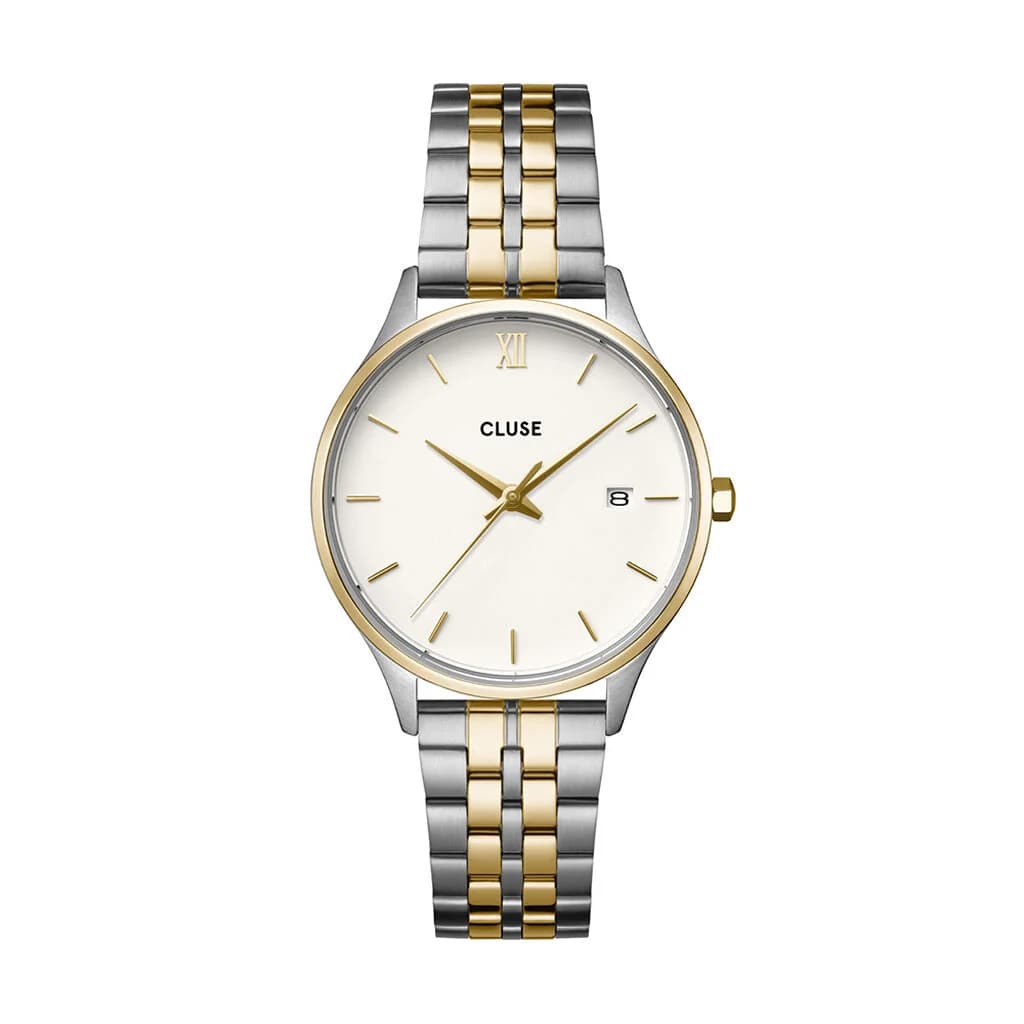 Cluse Minuit Date Watch Steel, Coconut Milk, Two-Tone