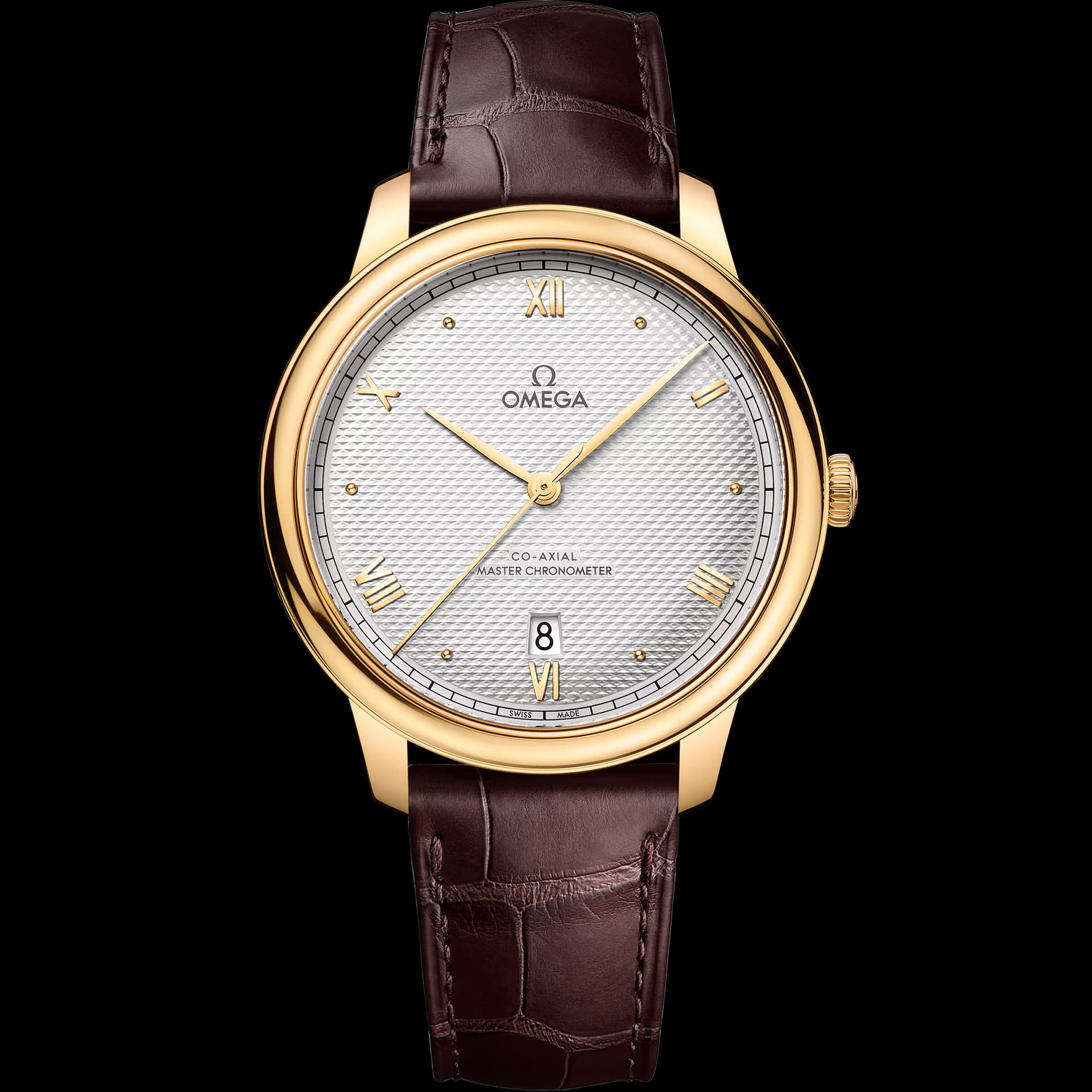 Omega De Ville 40 mm, or jaune sur bracelet en cuir