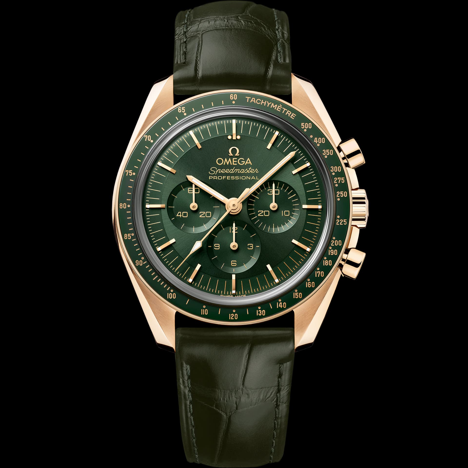 Omega Speedmaster 42 mm, or Moonshine™ sur bracelet en cuir