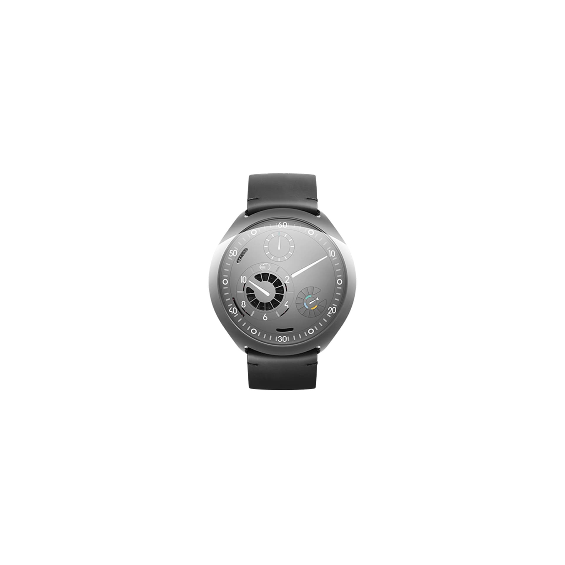 Ressence Montre Ressence Type 2 G titane automatique e-Crown cadran gris bracelet cuir gris 45 mm