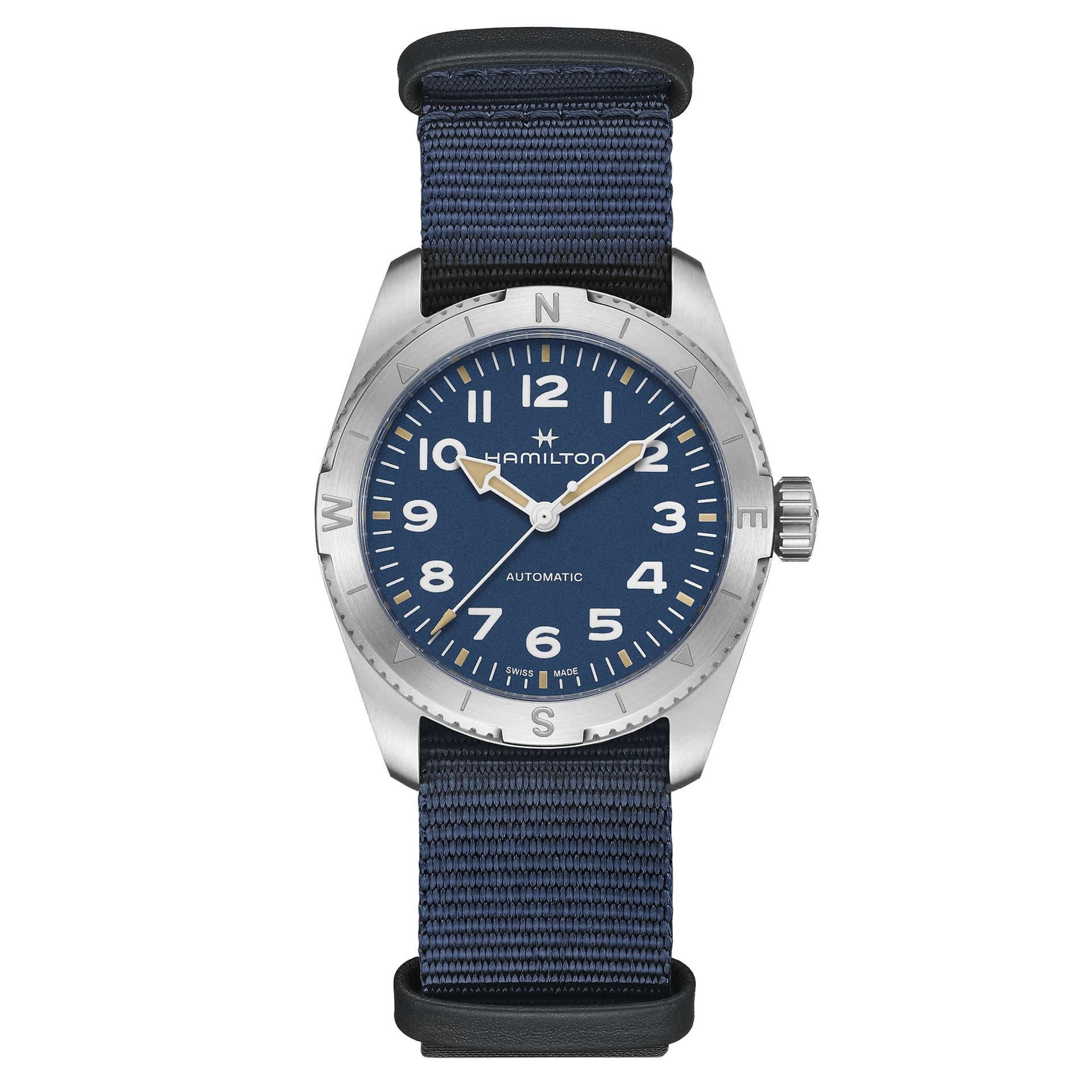 Hamilton Montre Hamilton Khaki Field Expedition automatique cadran bleu bracelet NATO bleu 37 mm