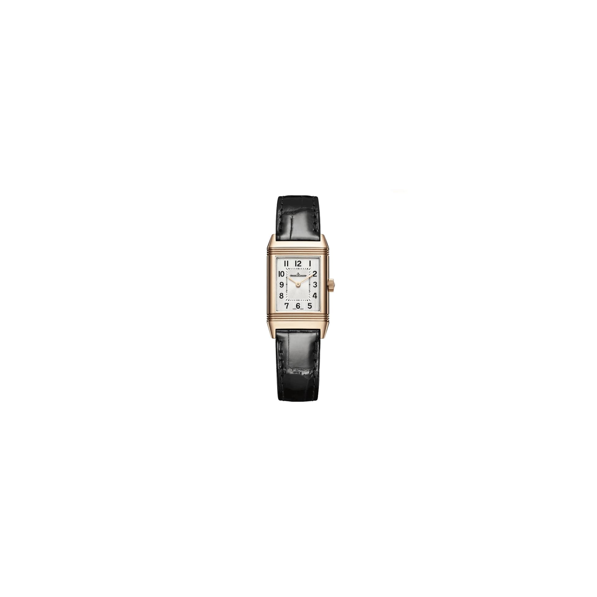 Jaeger-LeCoultre Montre Jaeger LeCoultre Reverso Classic Small mécanique cadran argent bracelet cuir noir