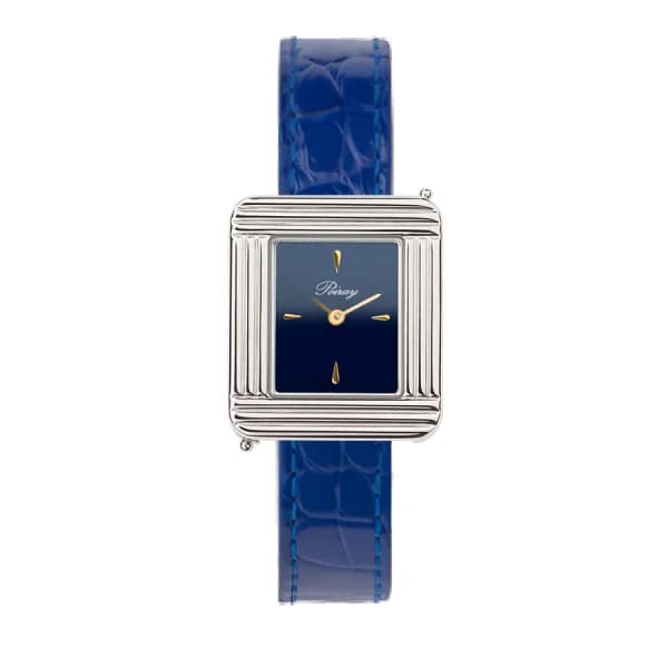 Poiray Montre Poiray Ma Première Mini Acier Cadran Bleu Bracelet Alligator Bleu