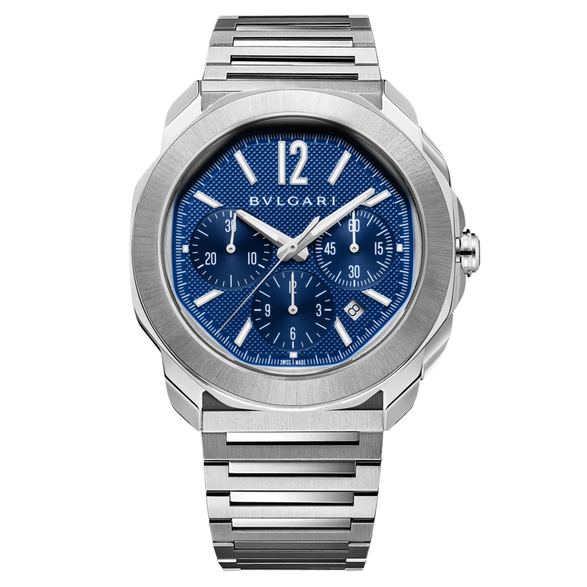Bulgari Montre Bulgari Octo Roma Chronographe automatique cadran bleu bracelet acier 42 mm