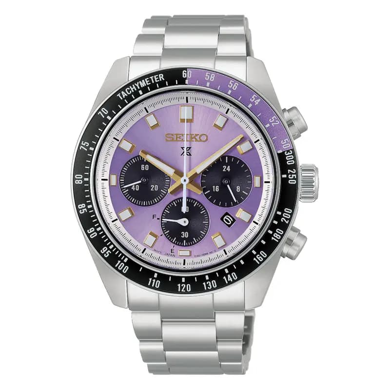 Seiko Montre Seiko Prospex Speedtimer HBJ005P1 41,4 mm Chronographe Solaire Cadran Violet Édition Limitée