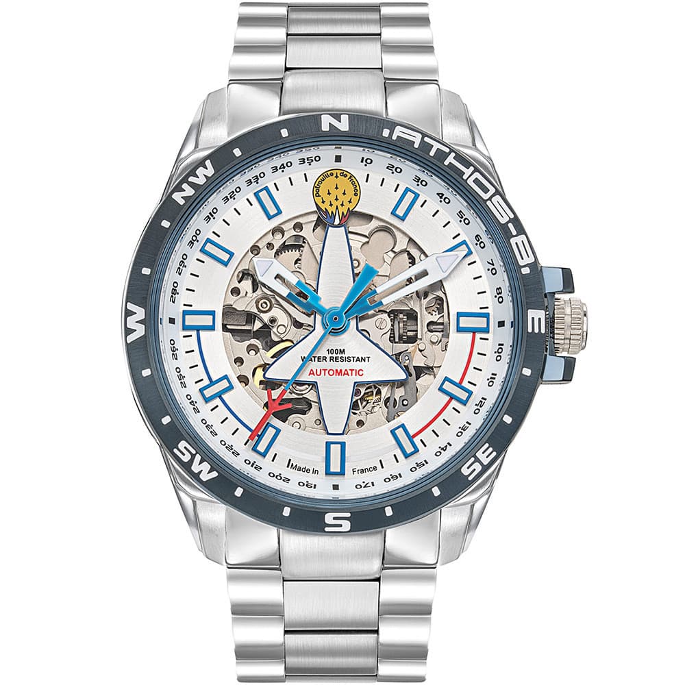 Patrouille de France Montre Automatique Patrouille de France Collection Athos 8 en Acier Argenté