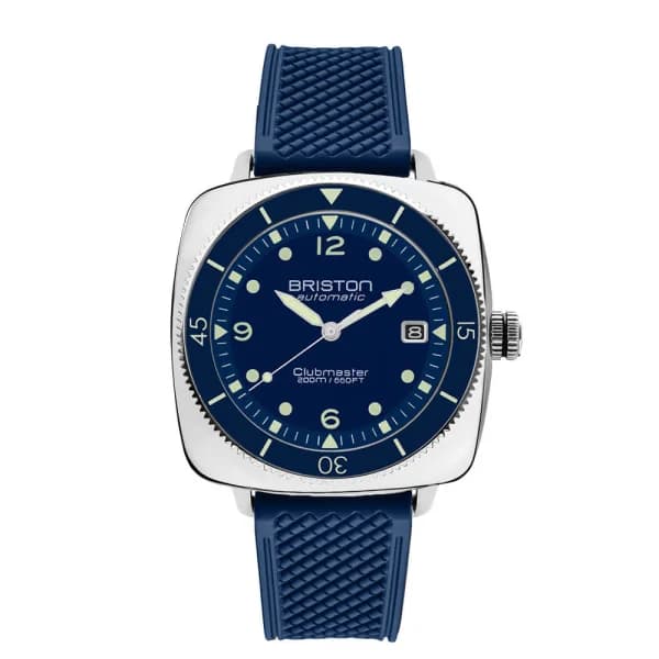 Briston Montre Briston Clubmaster Legend Diver 40 mm Acier Poli Caoutchouc Cadran Bleu Marine