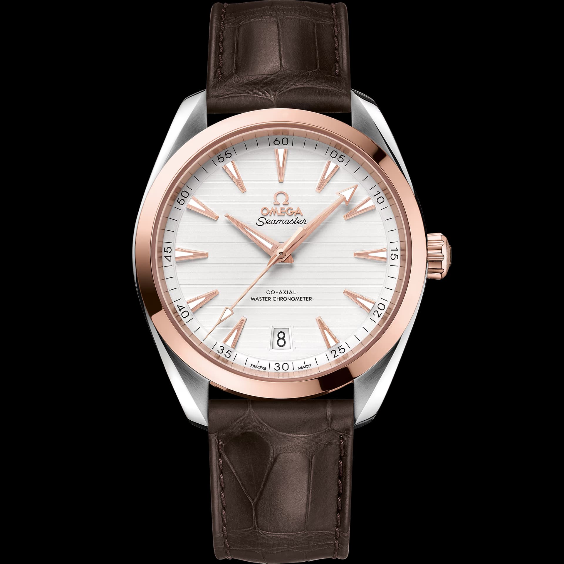 Omega Seamaster 41 mm, acier - or « Sedna™ » sur bracelet en cuir