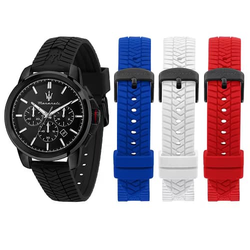 Maserati Coffret MASERATI SUCCESSO Montre Homme en Silicone et Bracelets Interchangeables