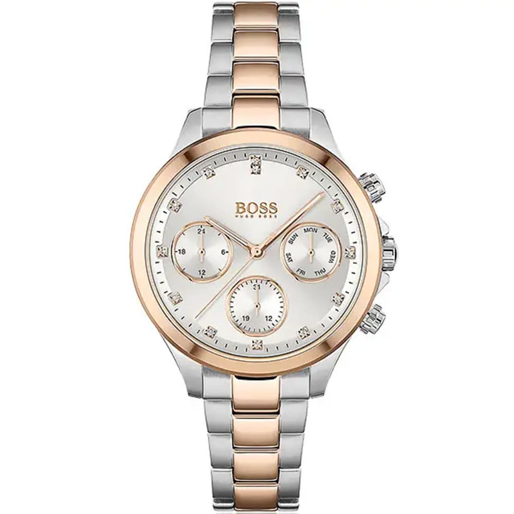Hugo Boss Montre Boss Collection Hera en Acier Argenté et Doré Rose