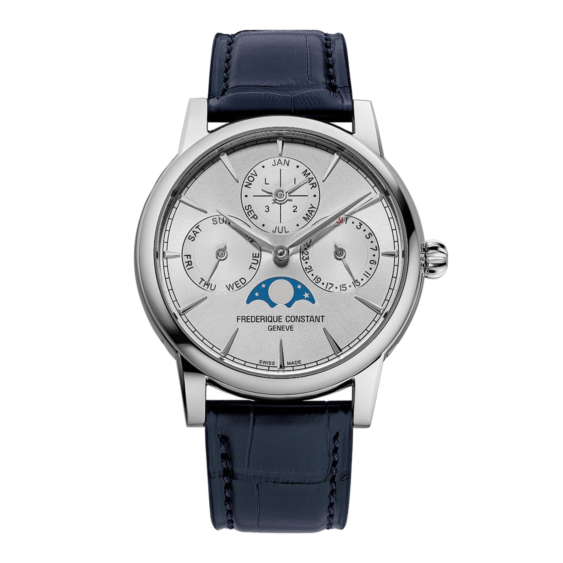 Frédérique Constant Montre Frédérique Constant Manufacture Classic Perpetual Calendar Automatique Cadran Argent Bracelet Cuir - FC-776S3H6