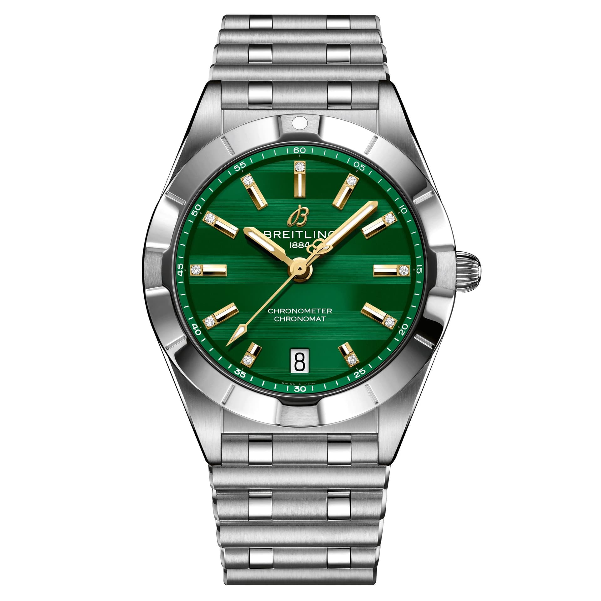 Breitling Montre Breitling Chronomat Six Nations Irlande quartz cadran vert bracelet acier 32 mm