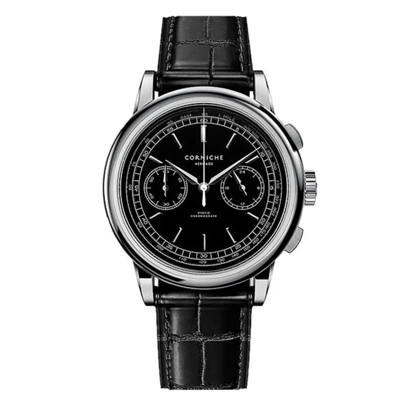 Corniche Montre Heritage Chronograph Steel with Black dial
