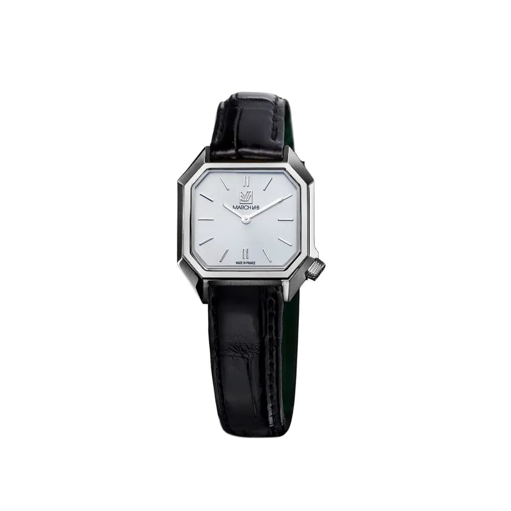 March LA.B Lady Mansart Electrique - White - Alligator Noir
