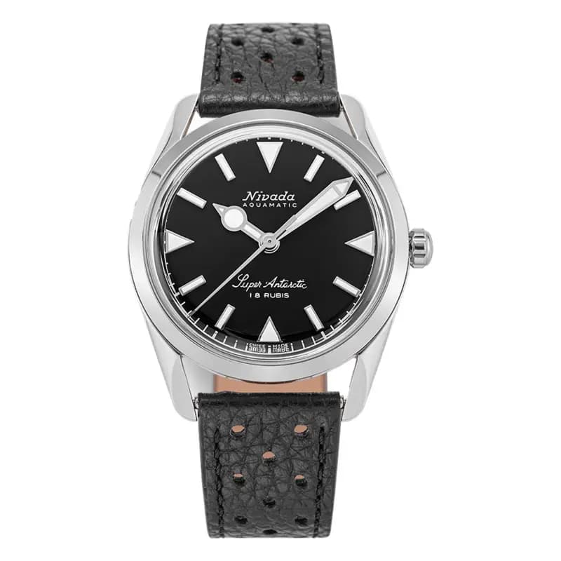 Nivada Grenchen Montre Super Antarctic 35 mm Black White Luminova 35014M