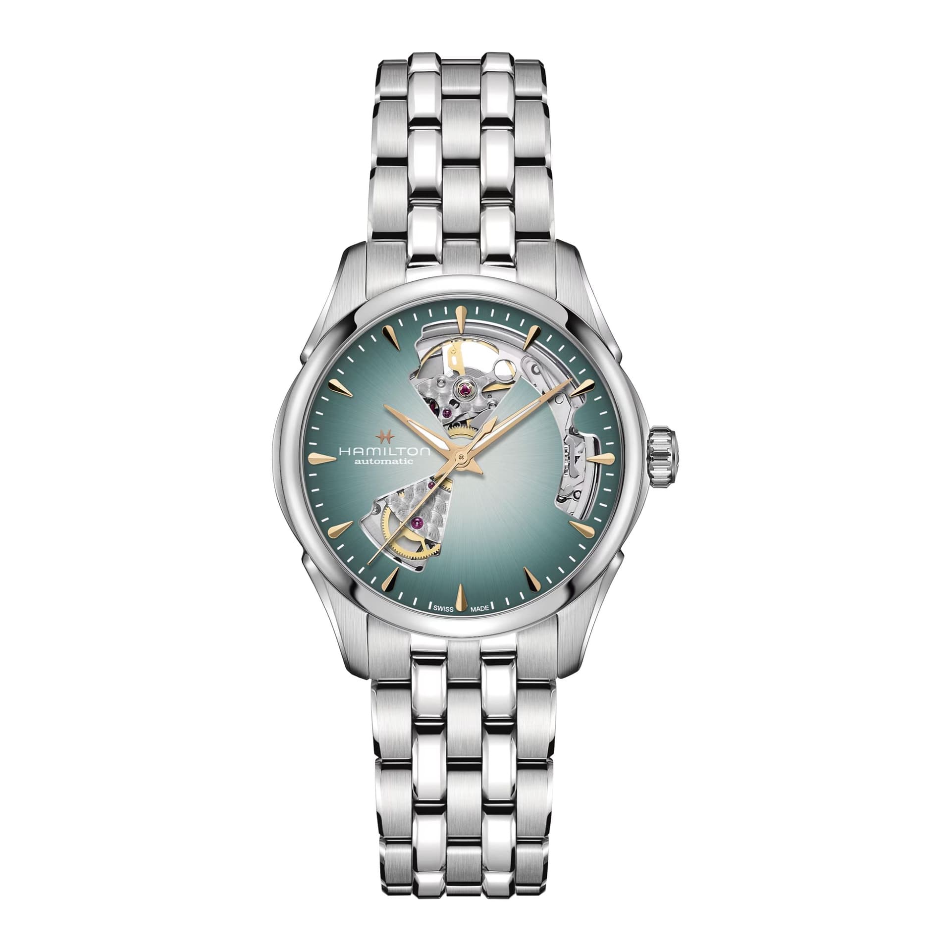 Hamilton Montre Hamilton Jazzmaster Open Heart cadran bleu bracelet acier 36 mm