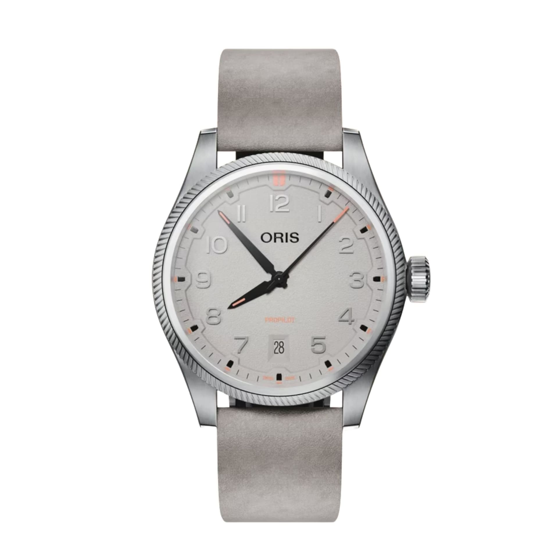 Oris Montre Oris Aviation Propilot Date automatique cadran gris bracelet cuir gris 41 mm