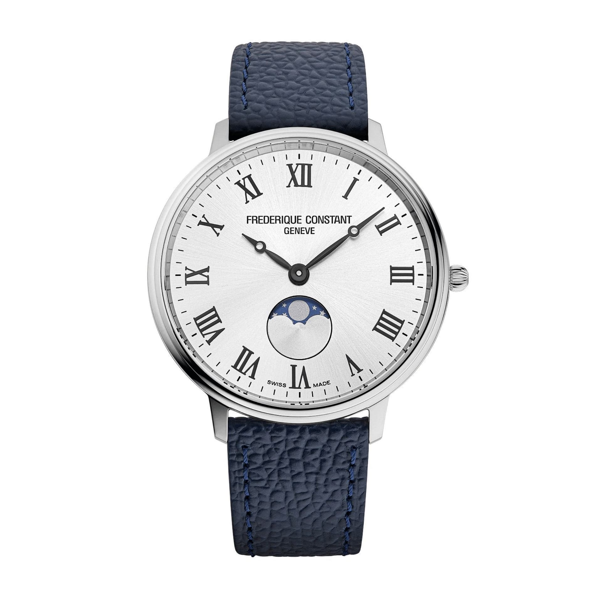 Frédérique Constant Montre Frédérique Constant Classics Moonphase quartz cadran argenté bracelet cuir 39 mm
