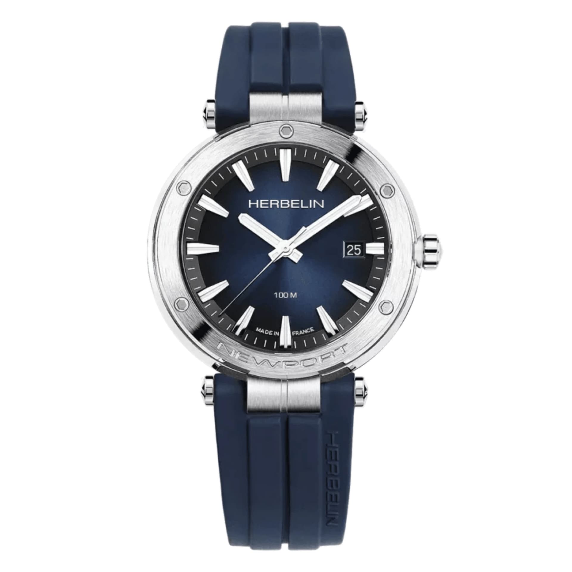Michel Herbelin Montre Michel Herbelin Newport quartz cadran bleu bracelet caoutchouc bleu 40,5 mm