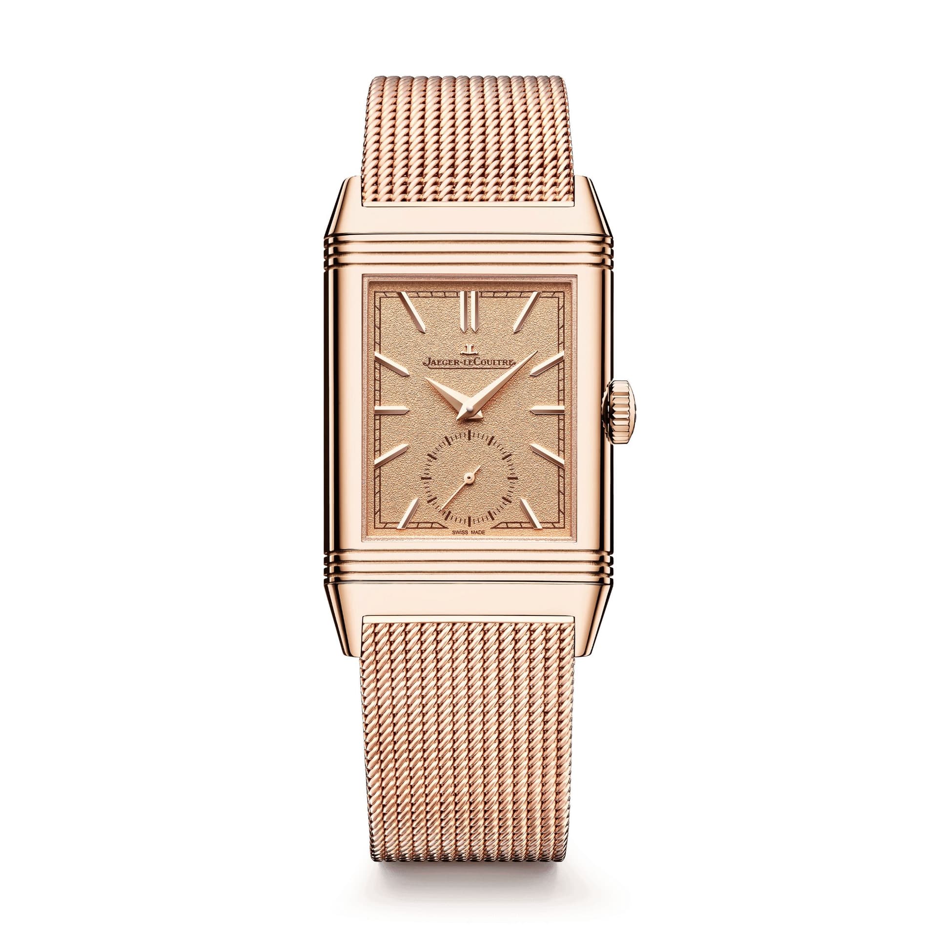 Jaeger-LeCoultre Montre Jaeger-LeCoultre Reverso Tribute Monoface Small Seconds remontage manuel cadran or bracelet maille milanaise or rose 45,6 x 27,4 mm