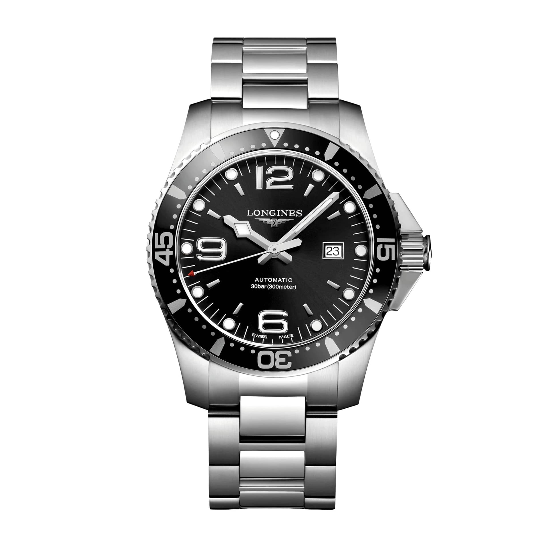 Longines Montre Longines HydroConquest automatique cadran noir bracelet acier 44 mm