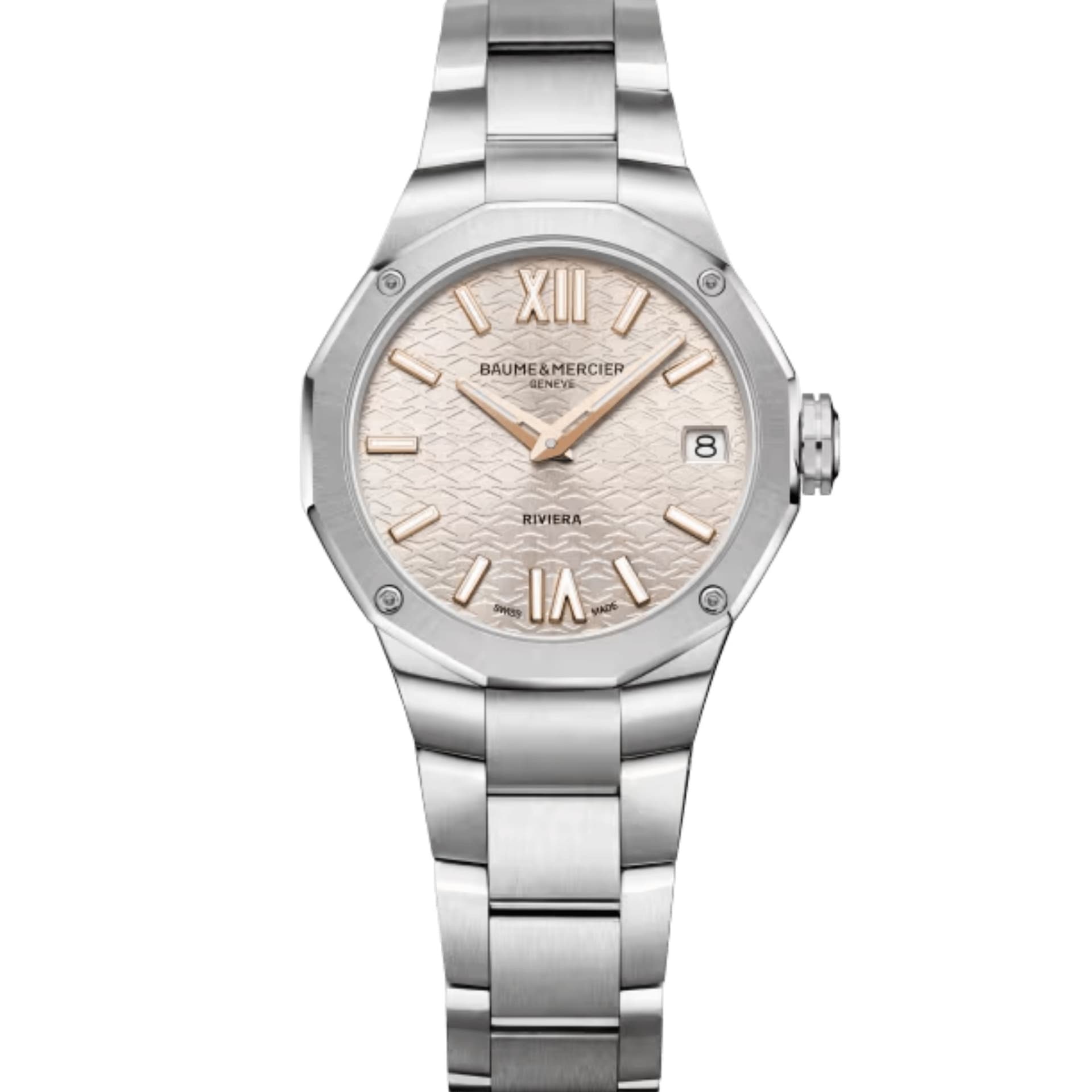 Baume & Mercier Montre Baume et Mercier Riviera quartz cadran argent bracelet acier 33 mm