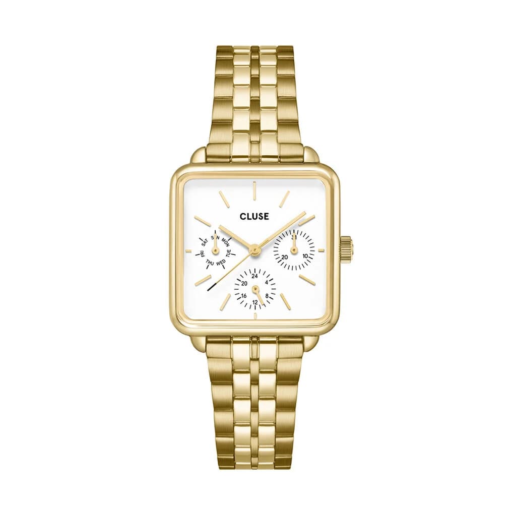 Cluse La Tétragone Multifunction Watch Steel, White, Gold Colour