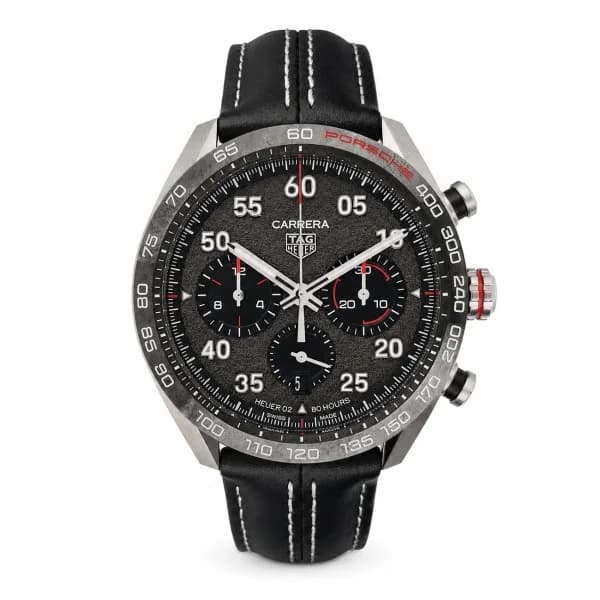 Daniel Gérard Montre Occasion TAG Heuer Carrera Chrono x Porsche bracelet Cuir Noir