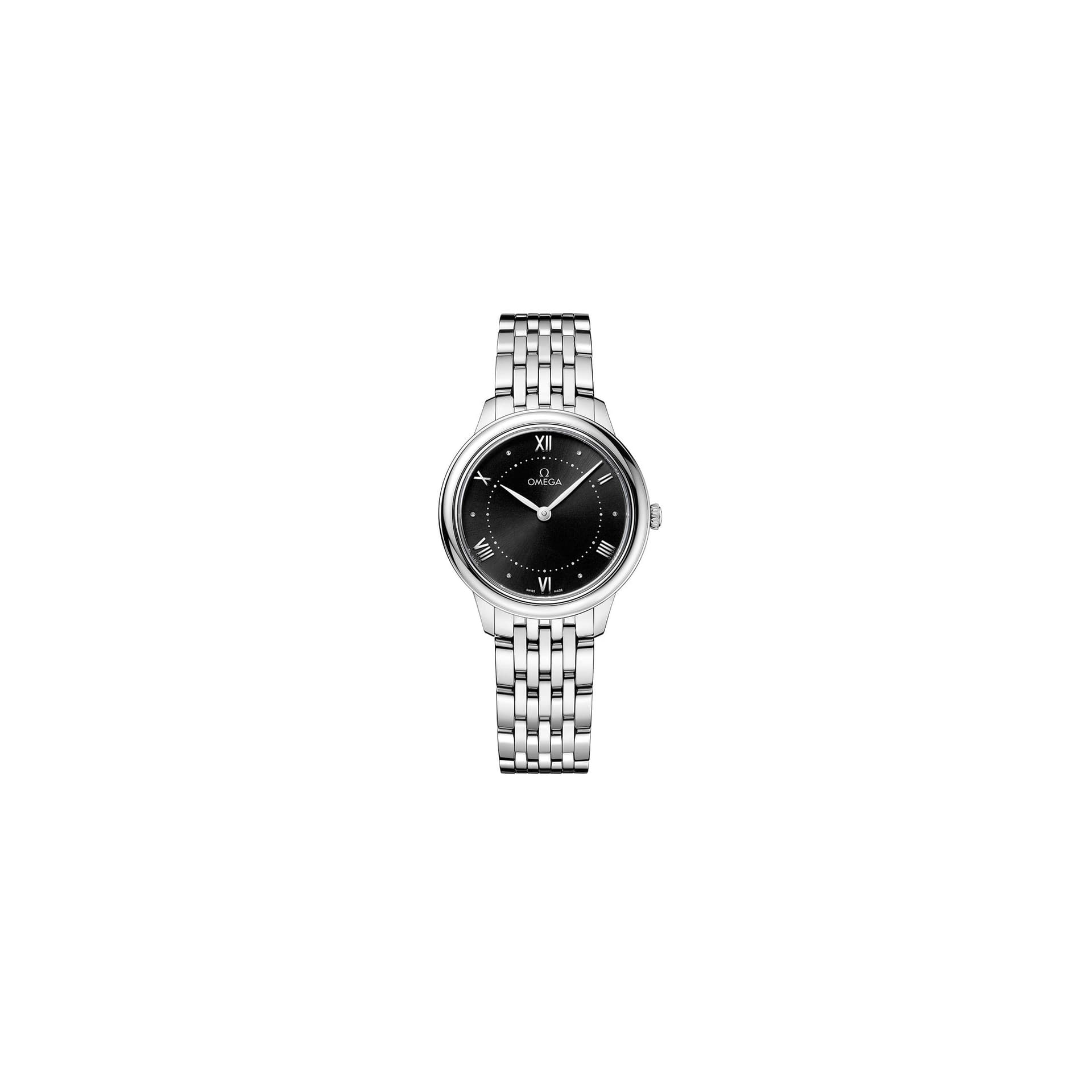Omega Montre Omega de Ville Prestige Quartz cadran noir bracelet acier 30 mm