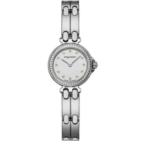 Pequignet E. Montre Pequignet Moorea - Cadran Blanc avec Index & Lunette Diamants 25 mm - 7850319