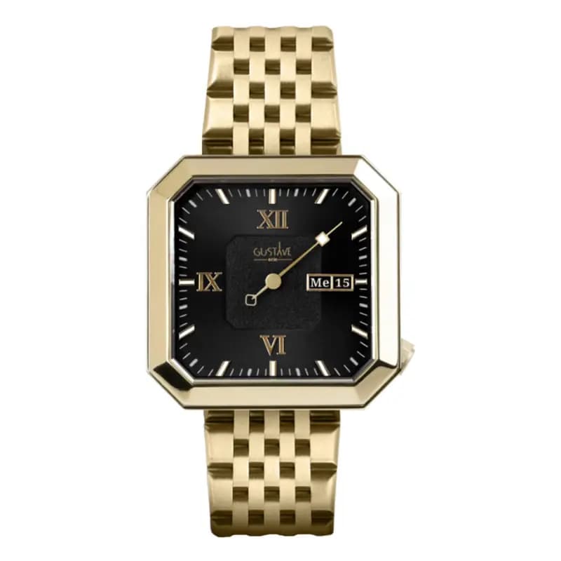 Gustave & Cie Montre 12H Marie Or & Noir Acier Or 34mm