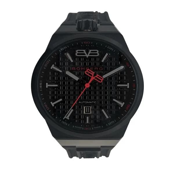 Daniel Gérard Montre Occasion Bomberg Automatique Date Cadran Noir Bracelet Caoutchouc