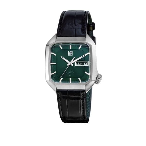 March LA.B Montre March LA.B AM2 Slim Electrique Forest Alligator Noir