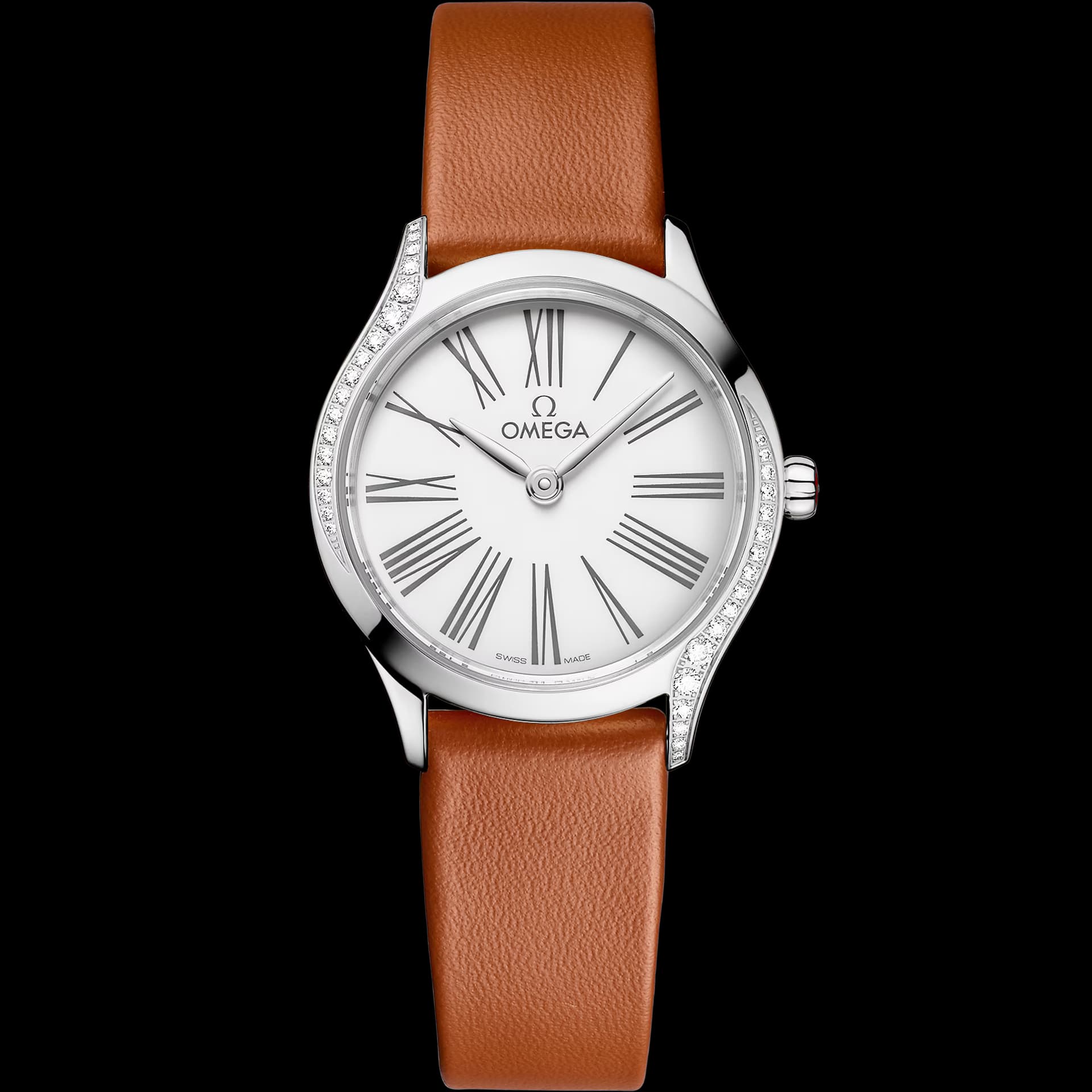 Omega De Ville 26 mm, acier sur bracelet en cuir