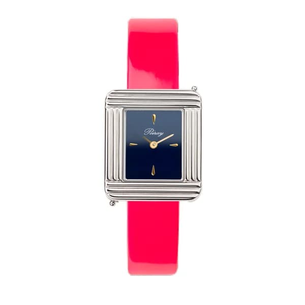Poiray Montre Poiray Ma Première Mini Acier Cadran Bleu Bracelet Veau Vernis Rose