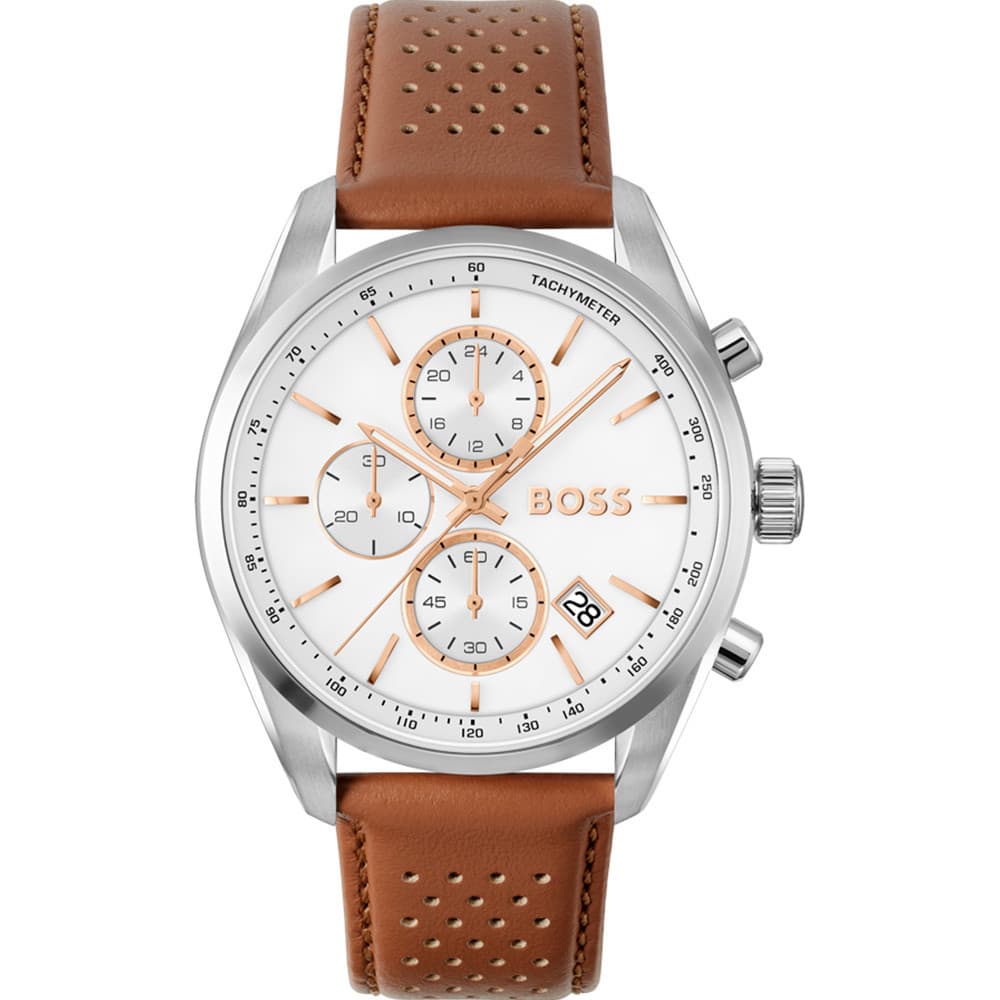Hugo Boss Montre Boss Collection Grand Prix 44 en Cuir Marron