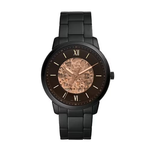 Fossil Homme Acier Noir — cadran marron