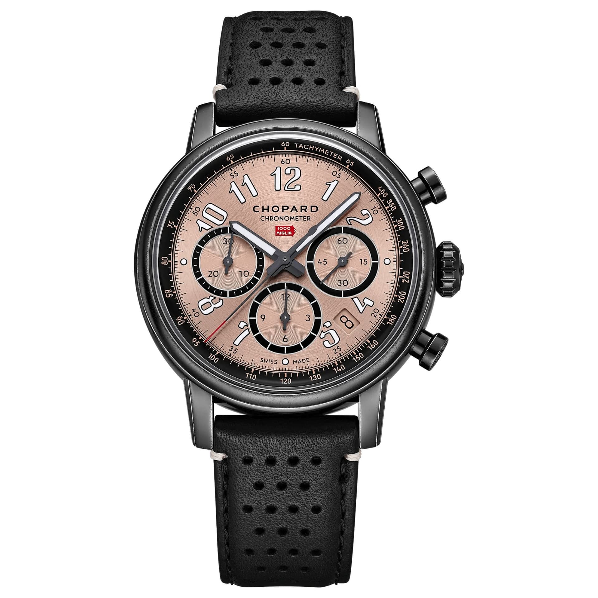 Chopard Montre Chopard Mille Miglia Classic Patina Chronographe automatique cadran cuivre bracelet cuir noir 40,5 mm