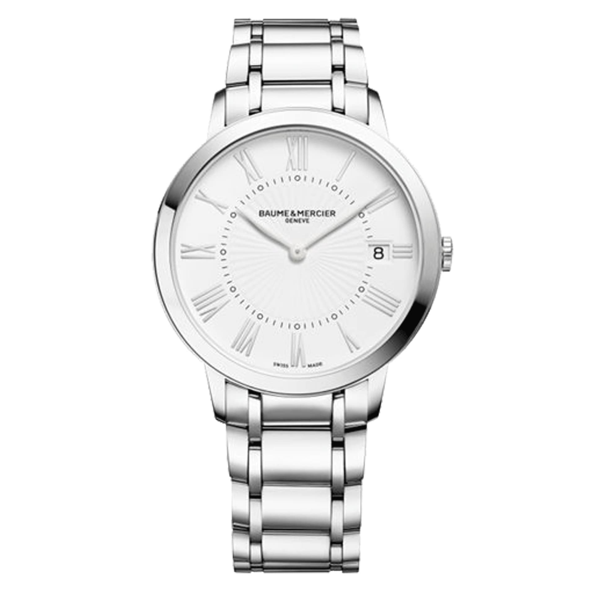 Baume & Mercier Montre Baume et Mercier Classima quartz cadran blanc bracelet acier 36 mm