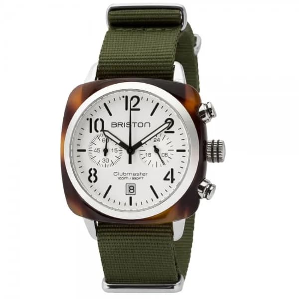 Briston Montre Briston Clubmaster Classic Acétate Bracelet Nato Vert Militaire